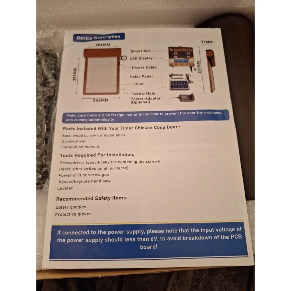 Dinkvaz Brown Rolling Gate Type Intelligent Chicken Coop Door 120V Grid & Solar‎